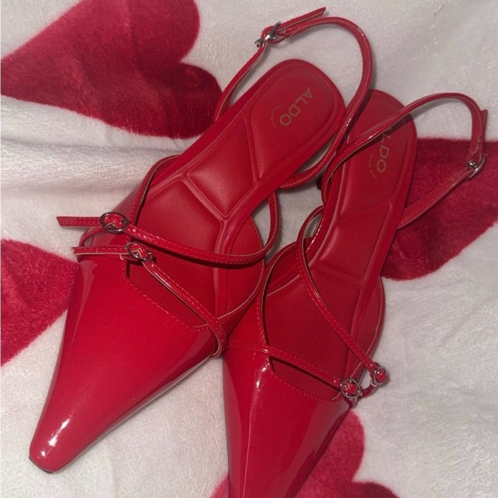 Aldo Glossy Red Pointed Heels